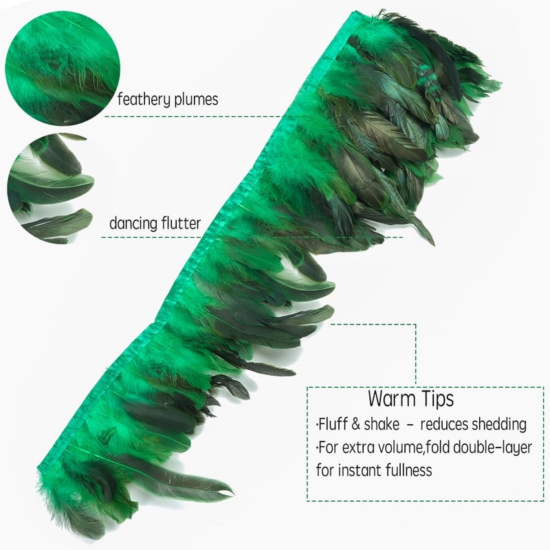 Shekyeon 2yards Rooster Feather Fringe Trim for Costume Decoration (Green) - Image 3